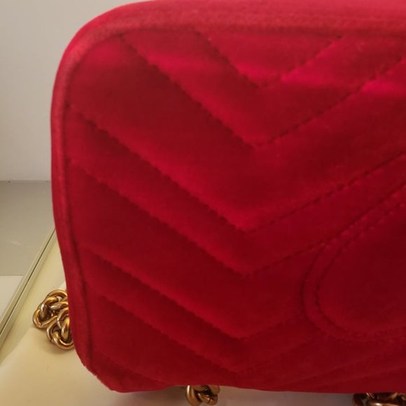 ❌SOLD❌GUCCI Marmont Red Velvet Bag - Picture 11 of 15